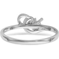 14K White Gold Polished Ring Mounting with 3mm Round Gemstone Setting by Oro Pregiato
