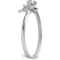 14K White Gold Polished Ring Mounting with 3mm Round Gemstone Setting by Oro Pregiato