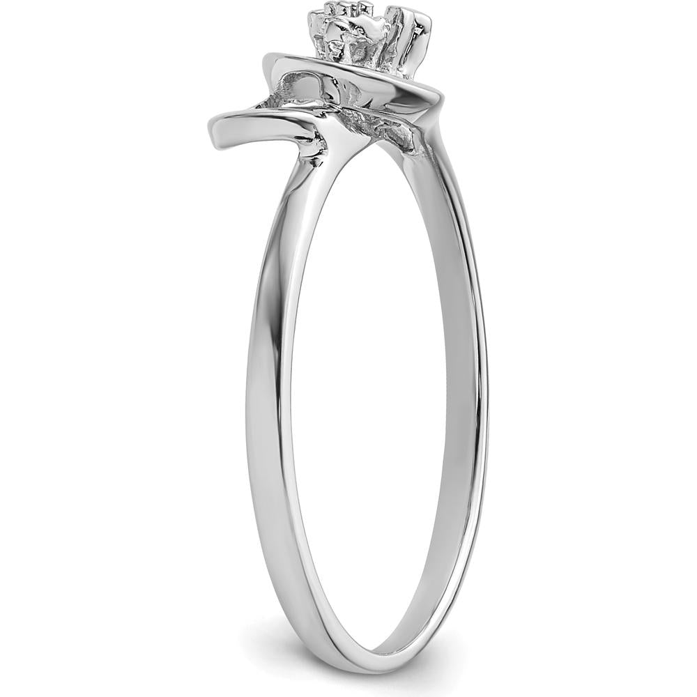 14K White Gold Polished Ring Mounting with 3mm Round Gemstone Setting by Oro Pregiato