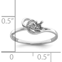 14K White Gold Polished Ring Mounting with 3mm Round Gemstone Setting by Oro Pregiato