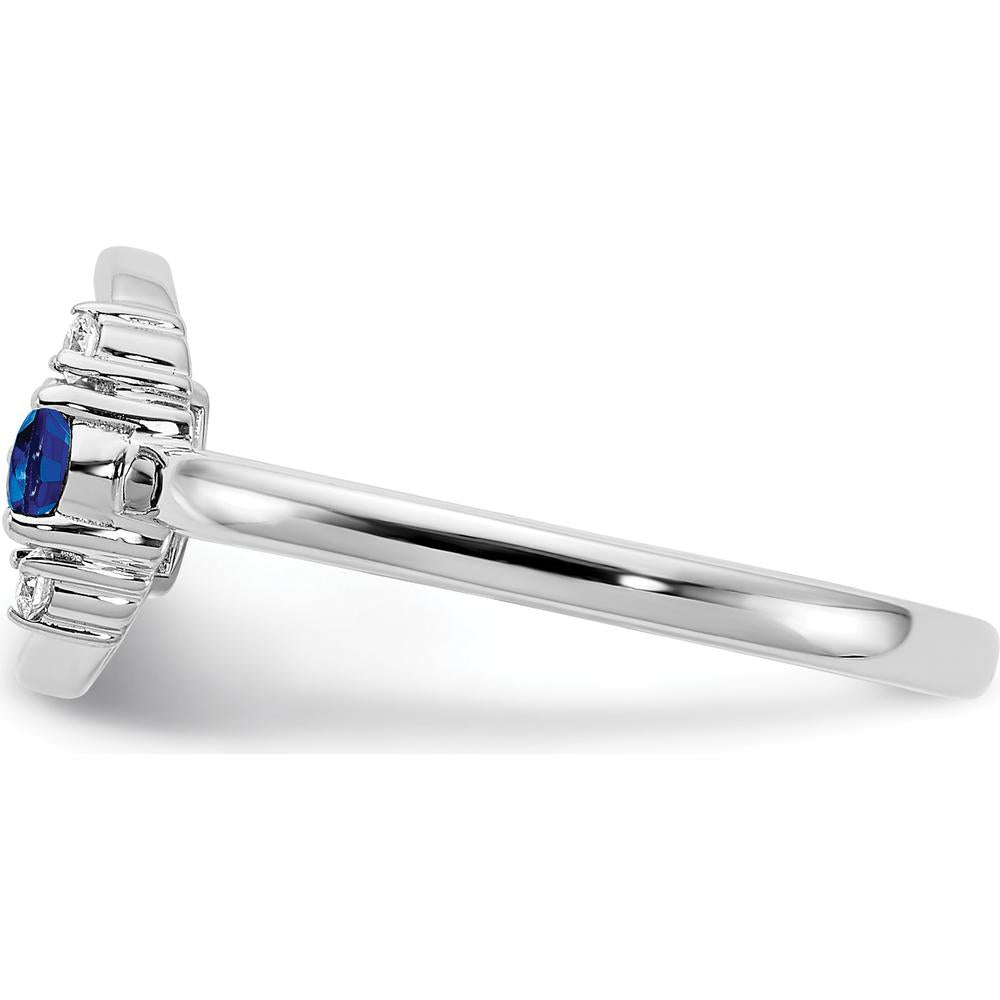 14K White Gold Polished Ring with 0.09 Carat Lab-Created Blue Sapphire and 0.03 Carat Diamond Accents by 0