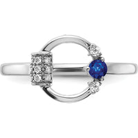 14K White Gold Polished Ring with 0.09 Carat Lab-Created Blue Sapphire and 0.03 Carat Diamond Accents by 0