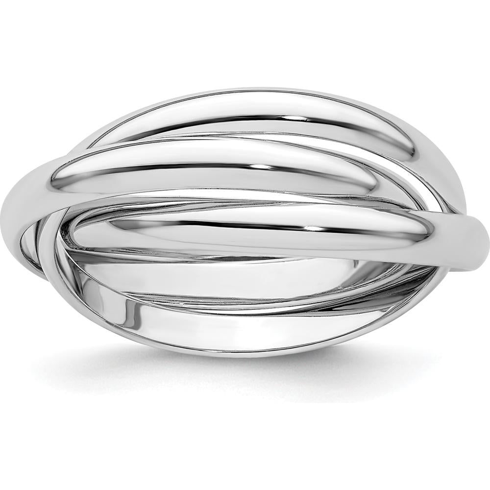 14K White Gold Polished Rolling Ring - 6mm Band Width by 0
