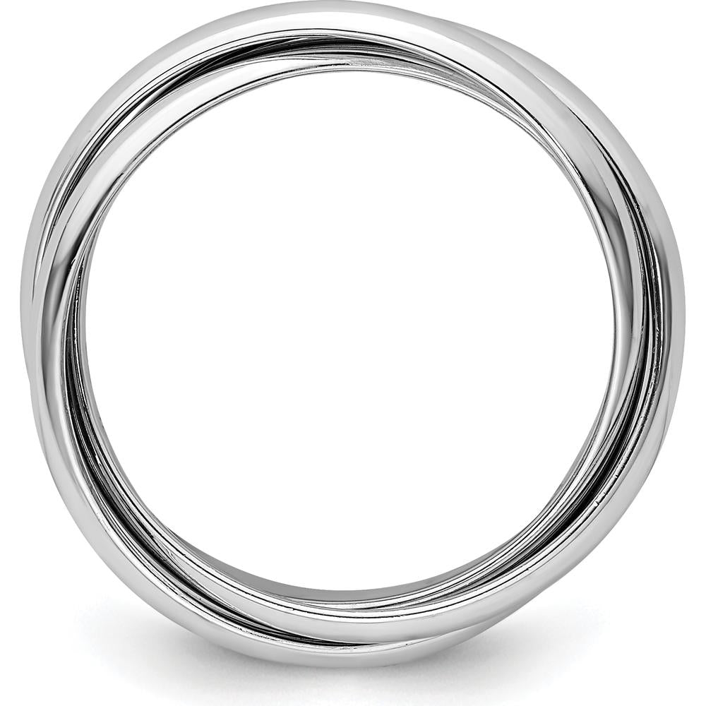 14K White Gold Polished Rolling Ring - 6mm Wide by 0