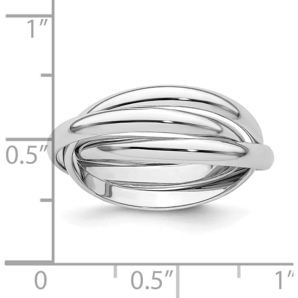 14K White Gold Polished Rolling Ring - 6mm Wide by 0