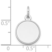 14K White Gold Polished Round Engravable Disc Charm with Grooved Edge by Oro Pregiato
