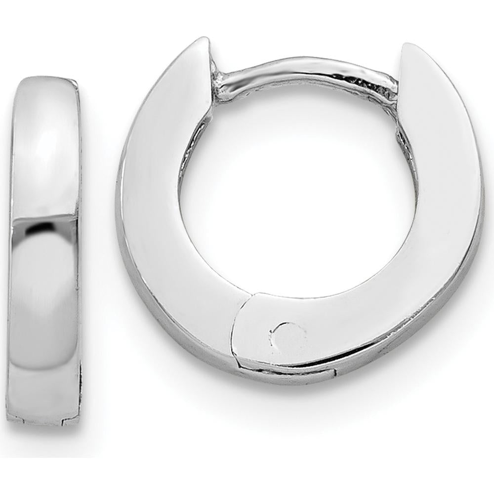 14K White Gold Polished Round Hinged Hoop Earrings - 6mm Width by Oro Pregiato