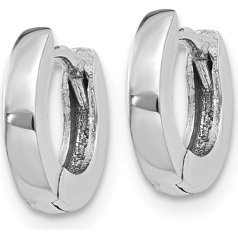 14K White Gold Polished Round Hinged Hoop Earrings - 6mm Width by Oro Pregiato
