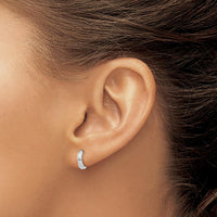 14K White Gold Polished Round Hinged Hoop Earrings - 6mm Width by Oro Pregiato