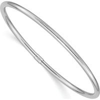 14K White Gold Polished Round Tube Slip-On Bangle Bracelet - 8.25 Inches, 3.00mm Width by Oro Pregiato