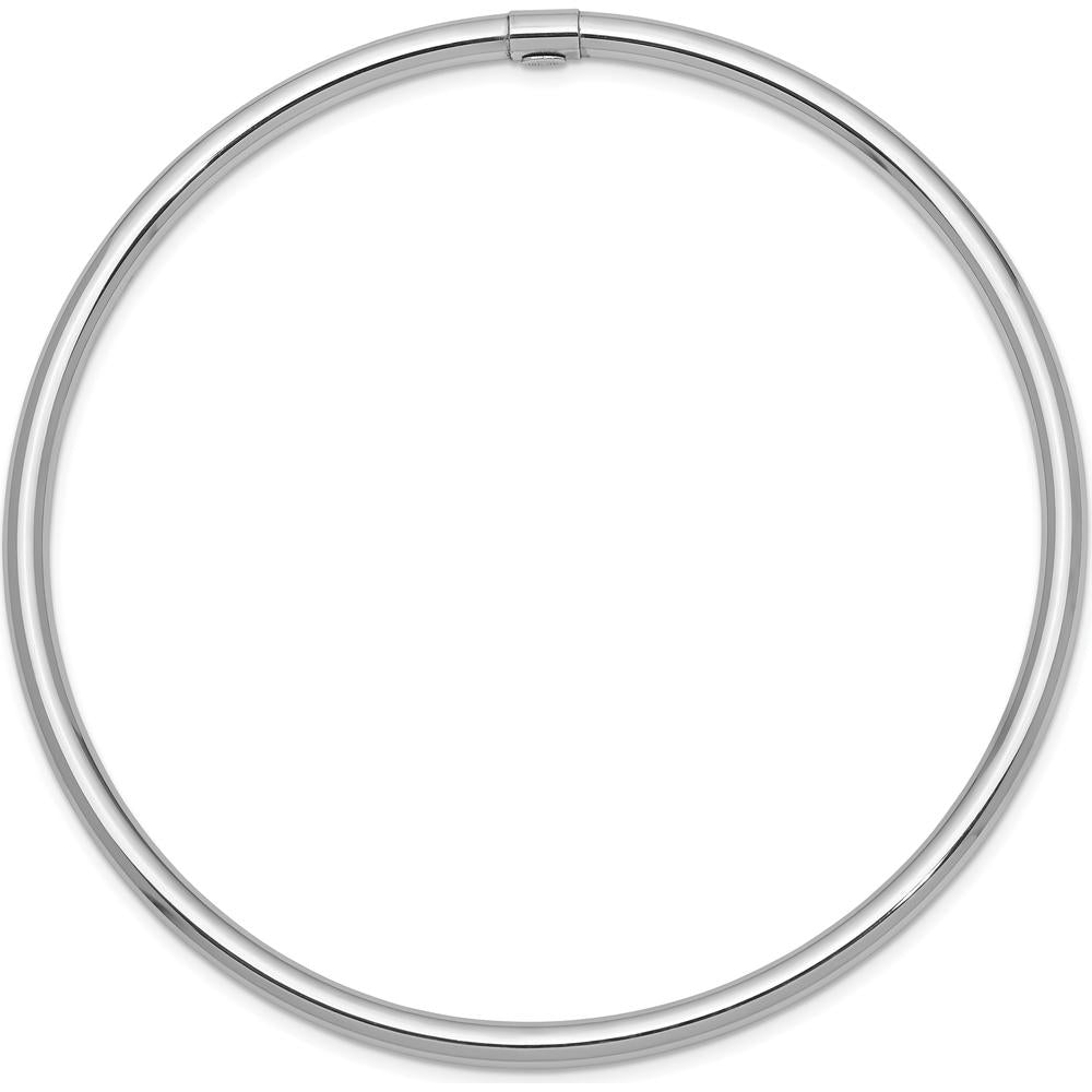 14K White Gold Polished Round Tube Slip-On Bangle Bracelet - 8.25 Inches, 3.00mm Width by Oro Pregiato