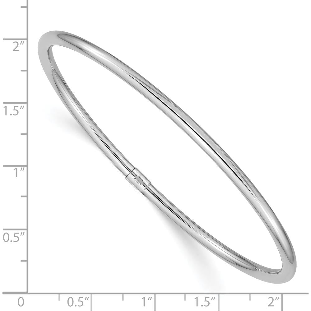 14K White Gold Polished Round Tube Slip-On Bangle Bracelet - 8.25 Inches, 3.00mm Width by Oro Pregiato