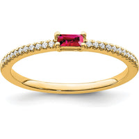 14K White Gold Polished Ruby and Diamond Ring with 0.09 Carat Ruby and 0.075 Carat Total Diamond Weight by 0