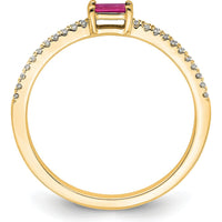 14K White Gold Polished Ruby and Diamond Ring with 0.09 Carat Ruby and 0.075 Carat Total Diamond Weight by 0