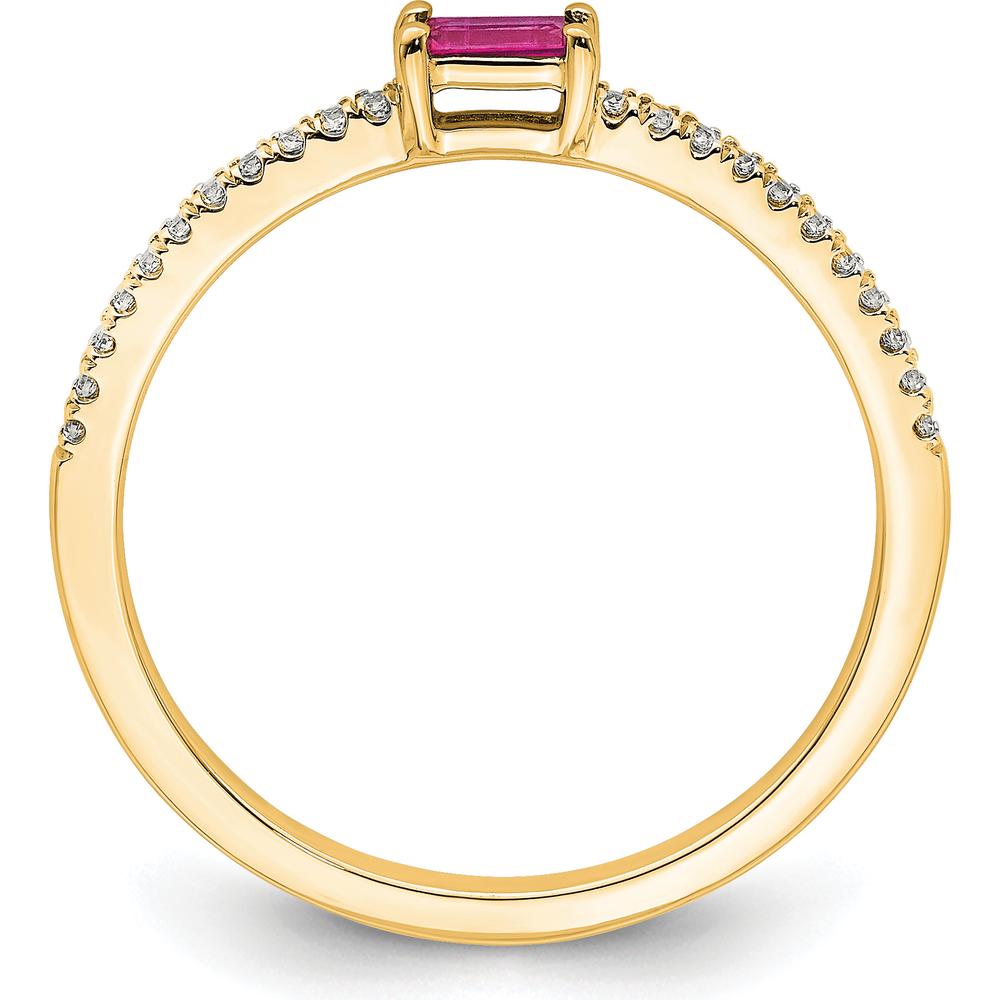 14K White Gold Polished Ruby and Diamond Ring with 0.09 Carat Ruby and 0.075 Carat Total Diamond Weight by 0