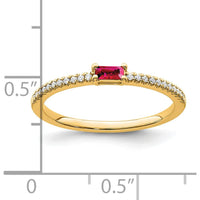 14K White Gold Polished Ruby and Diamond Ring with 0.09 Carat Ruby and 0.075 Carat Total Diamond Weight by 0
