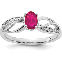 14K White Gold Polished Ruby and Round Diamond Ring - 0.61 Carat Ruby, 0.05 Carat Diamond Total Weight by 0