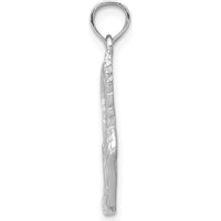 14K White Gold Polished Running Shoe with Wings Pendant - Rhodium Plated, Textured Finish by Oro Pregiato