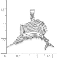 14K White Gold Polished Sailfish Charm - Ocean-Inspired Elegance by Oro Pregiato