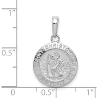 14K White Gold Polished Saint Christopher Medal Charm Pendant - 23.5mm Length by Oro Pregiato