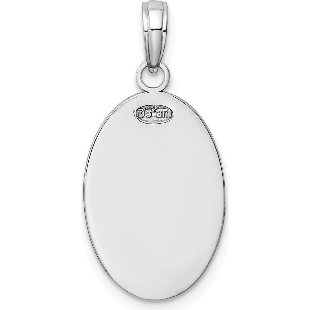14K White Gold Polished Saint Christopher Oval Pendant - Faith Symbol Jewelry by Oro Pregiato
