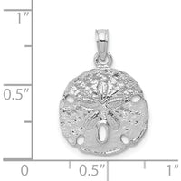 14K White Gold Polished Sand Dollar Pendant with Rhodium Plating by Oro Pregiato