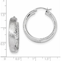 14K White Gold Polished Satin and Diamond-cut In/Out Hoop Earrings - Elegant Statement Style by 0