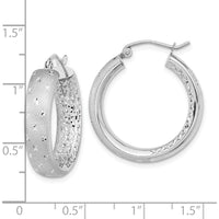14K White Gold Polished Satin and Diamond-Cut In/Out Hoop Earrings by 0