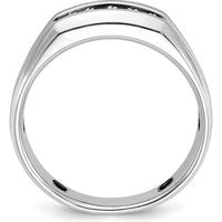 14K White Gold Polished Satin and Grooved Five Stone Men's Ring Mounting by Oro Pregiato