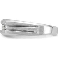 14K White Gold Polished Satin and Grooved Five Stone Men's Ring Mounting by Oro Pregiato