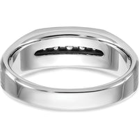 14K White Gold Polished Satin and Grooved Five Stone Men's Ring Mounting by Oro Pregiato