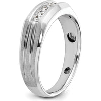 14K White Gold Polished Satin and Grooved Five Stone Men's Ring Mounting by Oro Pregiato