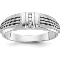 14K White Gold Polished Satin and Grooved Men's Ring Mounting - 1.85mm to 2.95mm Band Width by Oro Pregiato