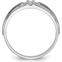 14K White Gold Polished Satin and Grooved Men's Ring Mounting - 1.85mm to 2.95mm Band Width by Oro Pregiato