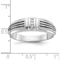 14K White Gold Polished Satin and Grooved Men's Ring Mounting - 1.85mm to 2.95mm Band Width by Oro Pregiato