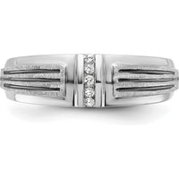 14K White Gold Polished Satin and Grooved Men's Ring Mounting - 1.85mm to 2.95mm Band Width by Oro Pregiato
