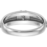 14K White Gold Polished Satin and Grooved Men's Ring Mounting - 1.85mm to 2.95mm Band Width by Oro Pregiato