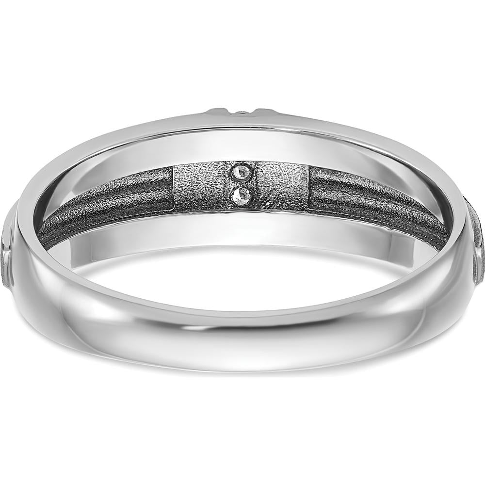 14K White Gold Polished Satin and Grooved Men's Ring Mounting - 1.85mm to 2.95mm Band Width by Oro Pregiato