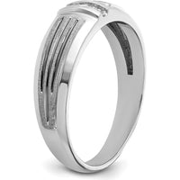 14K White Gold Polished Satin and Grooved Men's Ring Mounting - 1.85mm to 2.95mm Band Width by Oro Pregiato