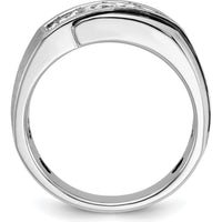 14K White Gold Polished Satin and Grooved Men's Ring Mounting - 8mm Band Width by Monteluci Fine Jewelry