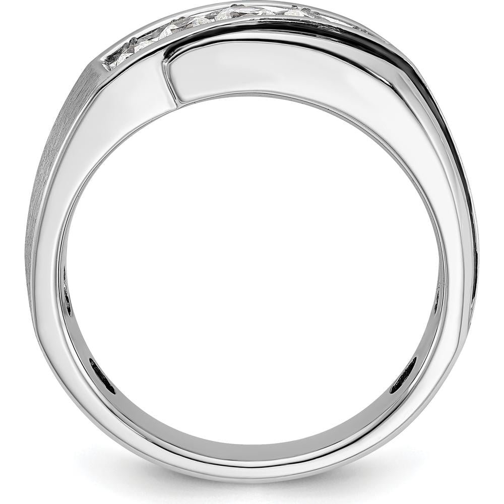 14K White Gold Polished Satin and Grooved Men's Ring Mounting - 8mm Band Width by Monteluci Fine Jewelry