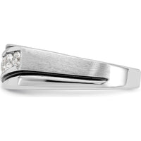 14K White Gold Polished Satin and Grooved Men's Ring Mounting - 8mm Band Width by Monteluci Fine Jewelry