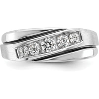 14K White Gold Polished Satin and Grooved Men's Ring Mounting - 8mm Band Width by Monteluci Fine Jewelry