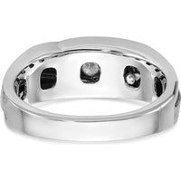 14K White Gold Polished Satin and Grooved Men's Ring Mounting - 8mm Band Width by Monteluci Fine Jewelry