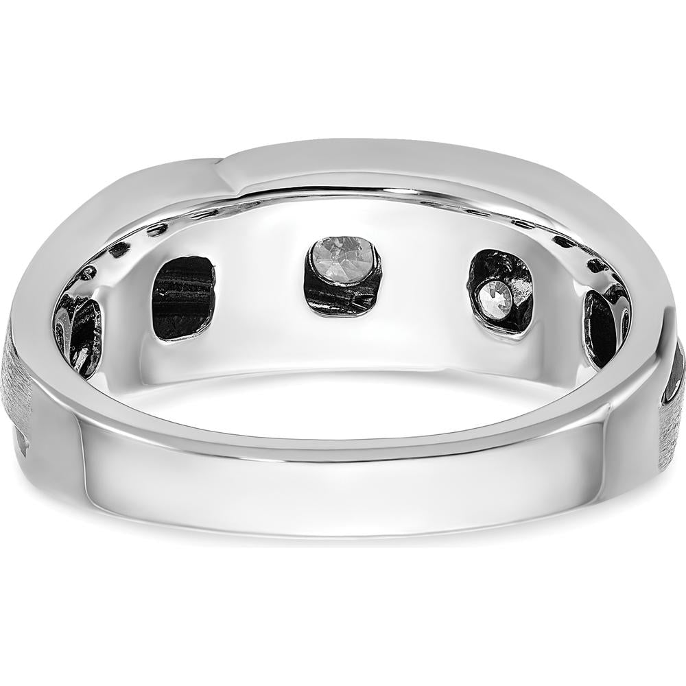 14K White Gold Polished Satin and Grooved Men's Ring Mounting - 8mm Band Width by Monteluci Fine Jewelry