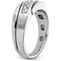 14K White Gold Polished Satin and Grooved Men's Ring Mounting - 8mm Band Width by Monteluci Fine Jewelry