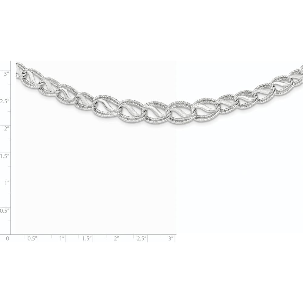 14K White Gold Polished Satin Diamond-cut Graduated 17" Necklace by 0