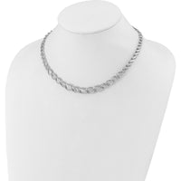 14K White Gold Polished Satin Diamond-cut Graduated 17" Necklace by 0