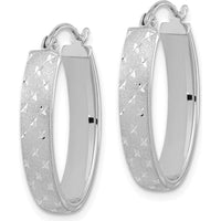 14K White Gold Polished Satin Diamond-Cut Large Hoop Earrings - 22.55mm Length by 0