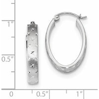 14K White Gold Polished Satin Diamond-Cut Large Hoop Earrings - 22.55mm Length by 0